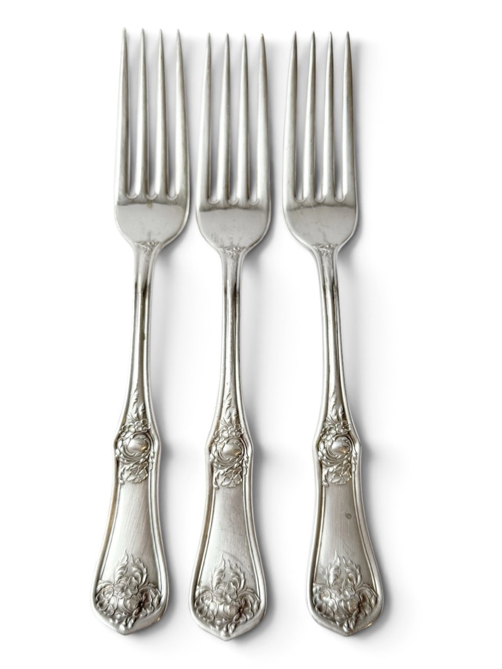 Vintage Oxford Garland Floral Pattern 1910 Silverplate Set of 3 Dinner Forks